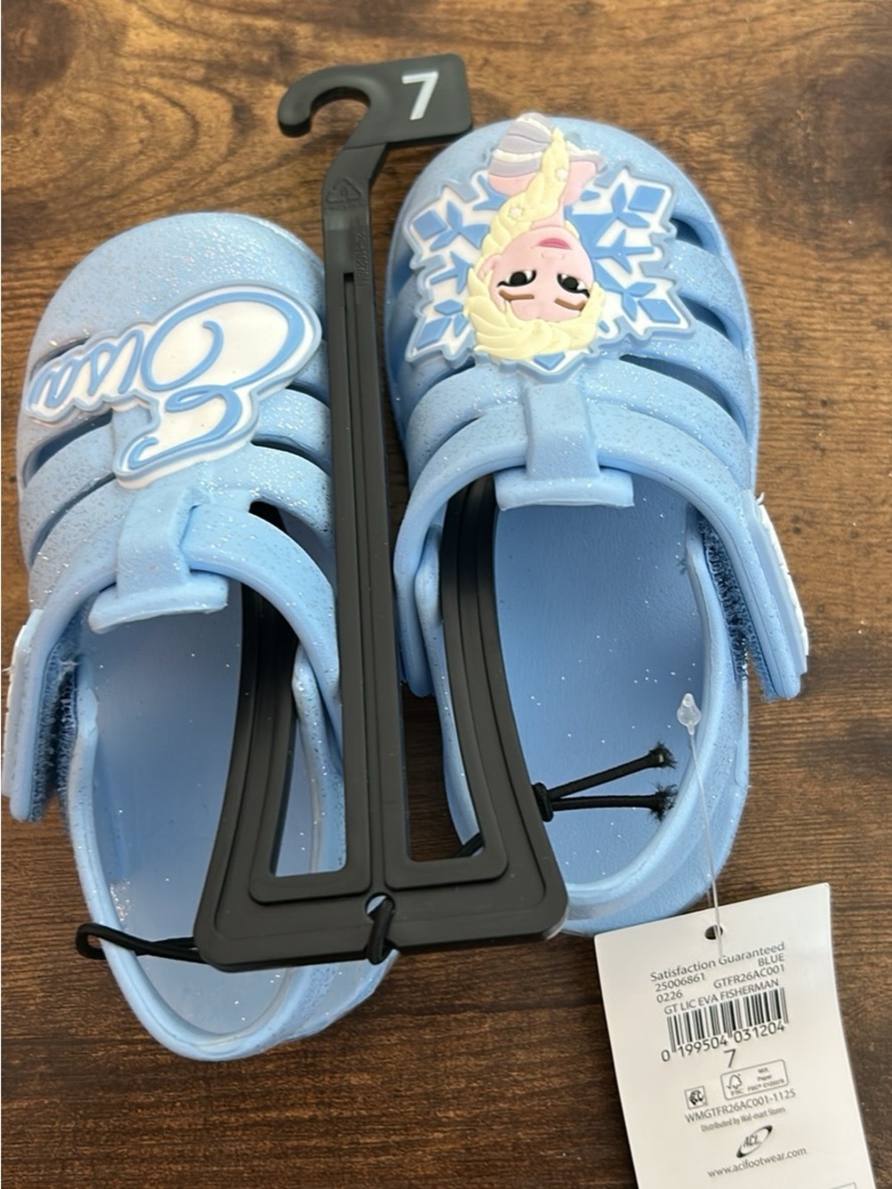 Kids Light Blue Frozen-Themed Sandal Clogs - Size 7